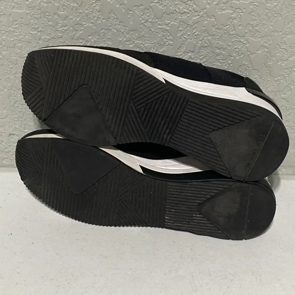 MICHAEL KORS MK WOMEN'S BLACK SLIP ON TRAINER ATHLETIC SHOES SNEAKERS SIZE 10M